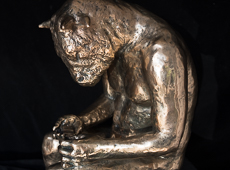 Minotaur Reading (polished bronze) (sold)
